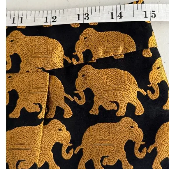 J.Crew Women’s 2 Mini Skirt Elephant Parade Origami Black Gold - Picture 7 of 8